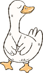 Funny Goose Meme Shirt Design, Hand Drawn Retro Cartoon. 