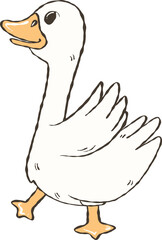 Funny Goose Retro, Trendy hand drawn doodle, Meme Design. 