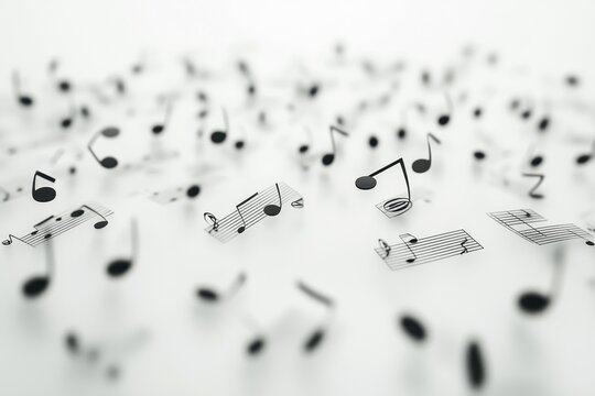 Musical notes scattered across a plain background.