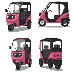 Fototapeta premium Pink Three-Wheeled Vehicle Illustrations