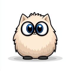 Fototapeta premium Cartoon illustration of a round, plump owl with blue eyes and beige plumage