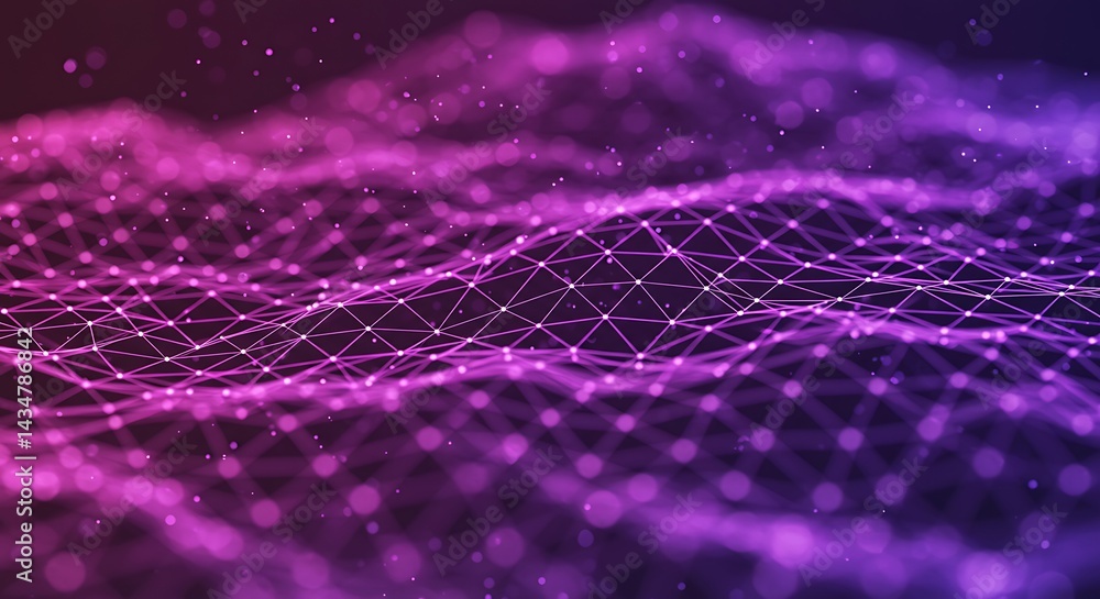 Poster abstract network connecting points with pink and purple gradient backdrop