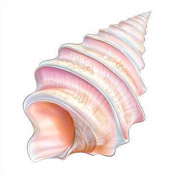 Clipart of conch shell with soft blush pink and gold shimmer