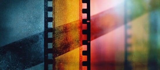 Obraz premium Abstract Filmstrip Texture With Vibrant Orange Red Green And Blue Hues