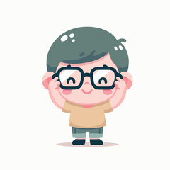 vector image of a little boy wearing cute glasses