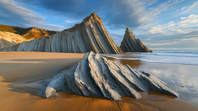 Flysch Cliffs at Sunset