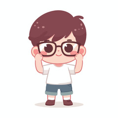 vector image of a little boy wearing cute glasses