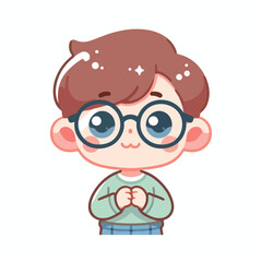 vector image of a little boy wearing cute glasses