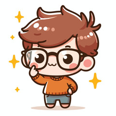 vector image of a little boy wearing cute glasses