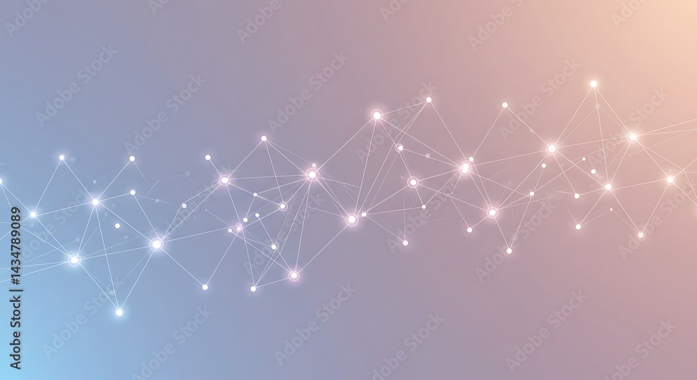 Poster abstract network connection background with glowing nodes and gradient colors