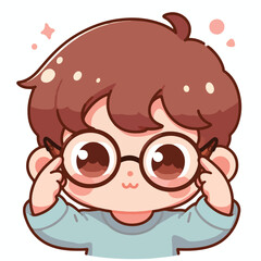 vector image of a little boy wearing cute glasses