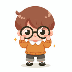 vector image of a little boy wearing cute glasses