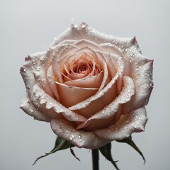 A fantasy rose blooming with sparkles, white background