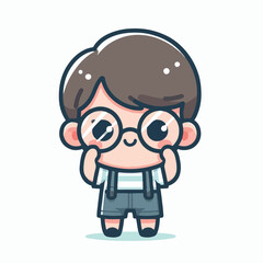 vector image of a little boy wearing cute glasses