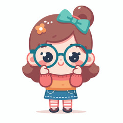 vector image of a little boy wearing cute glasses