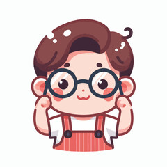 vector image of a little boy wearing cute glasses