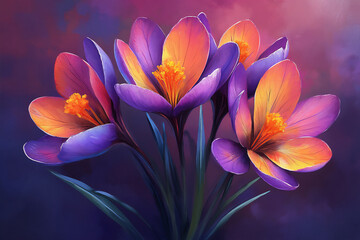 Fototapeta premium cheerful saffron crocus illustration,