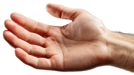 Reaching Out: A detailed, photorealistic shot of a male hand with open palm extended, capturing the essence of offering, giving, or connection, and is perfect for various creative projects.