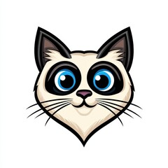 Obraz premium Illustration of a cat's face with large blue eyes and light cream fur against a white background