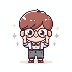 vector image of a little boy wearing cute glasses