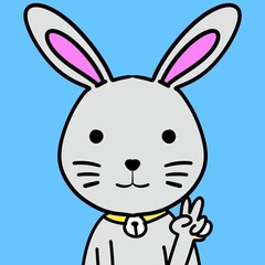 cute rabbit cartoon on blue background