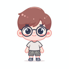 vector image of a little boy wearing cute glasses