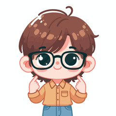 vector image of a little boy wearing cute glasses