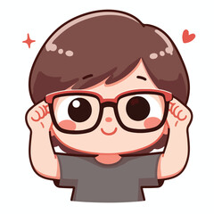 vector image of a little boy wearing cute glasses