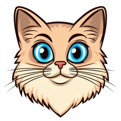 Fototapeta premium Cartoon illustration of a cat with blue eyes and a gentle smile