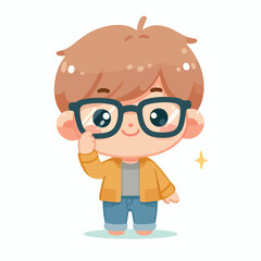 vector image of a little boy wearing cute glasses