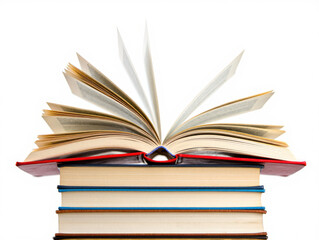 Fototapeta premium Open Book on Stack of Books Knowledge, Education, and Learning