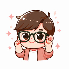 vector image of a little boy wearing cute glasses