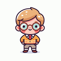 vector image of a little boy wearing cute glasses