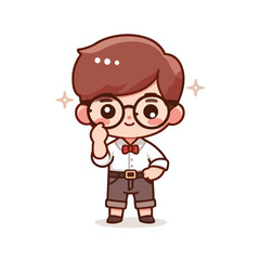 vector image of a little boy wearing cute glasses