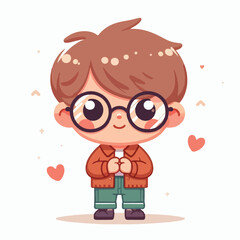 vector image of a little boy wearing cute glasses