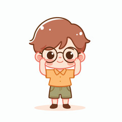 vector image of a little boy wearing cute glasses