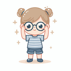 vector image of a little boy wearing cute glasses