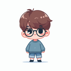 vector image of a little boy wearing cute glasses