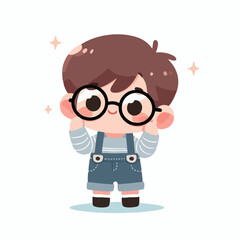 vector image of a little boy wearing cute glasses
