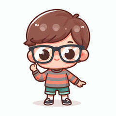 vector image of a little boy wearing cute glasses