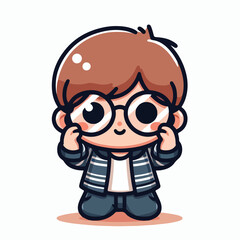 vector image of a little boy wearing cute glasses