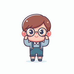 vector image of a little boy wearing cute glasses