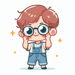 vector image of a little boy wearing cute glasses