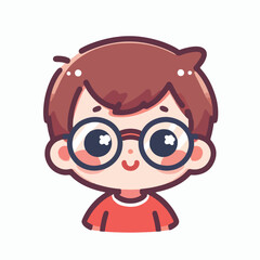 vector image of a little boy wearing cute glasses