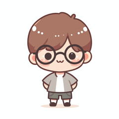 vector image of a little boy wearing cute glasses