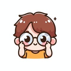 vector image of a little boy wearing cute glasses