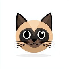 Fototapeta premium Cartoon illustration of a light brown cat with large black eyes and long whiskers