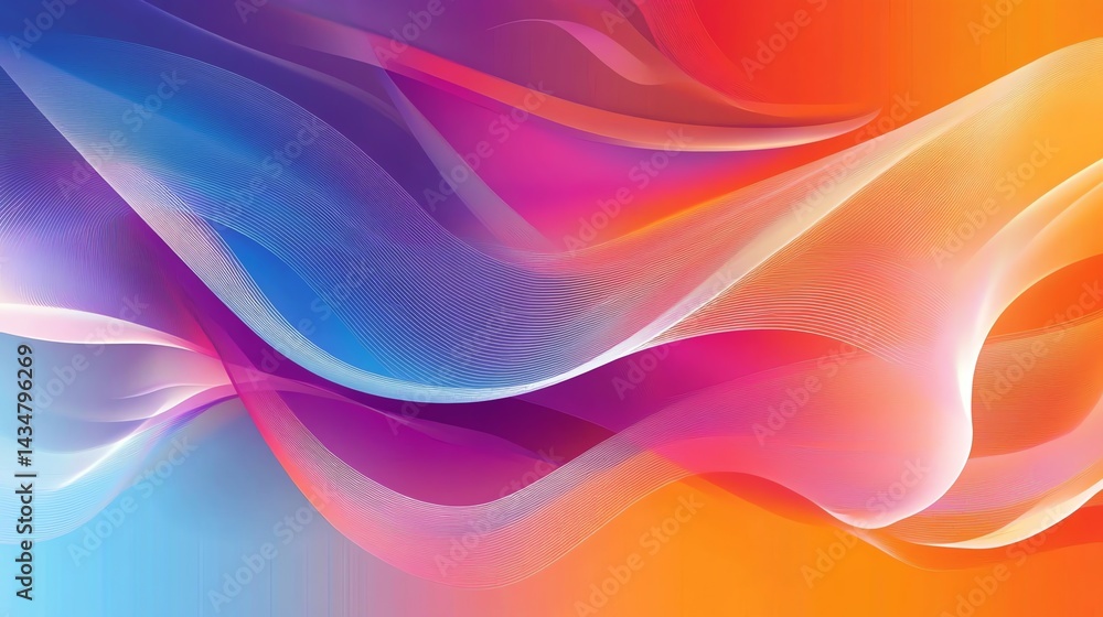 Poster abstract colorful waves flowing background design