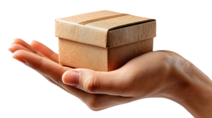 Delivering the Promise: A meticulously crafted miniature box rests gently within a delicate palm, showcasing the care and precision of service.