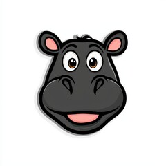 Naklejka premium Cartoon illustration of a friendly hippopotamus head with a playful expression